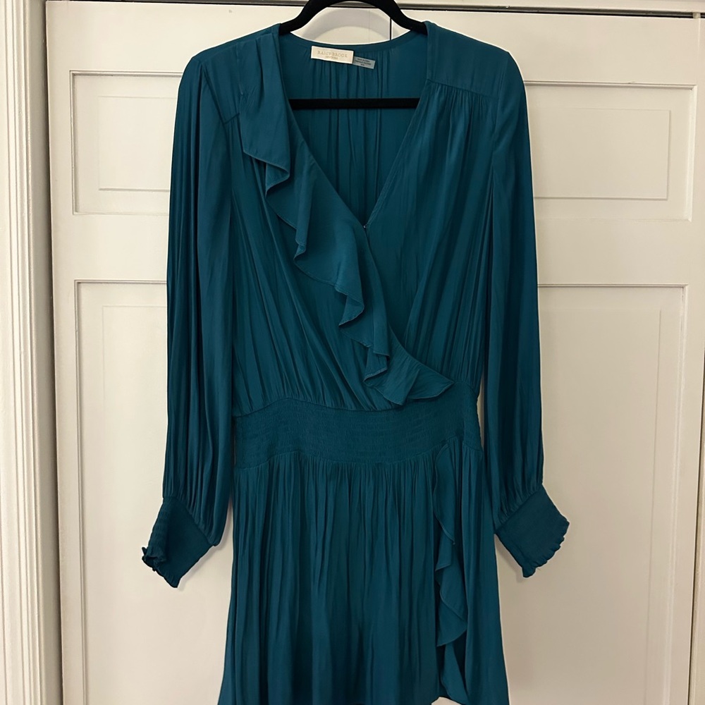 Ramy Brook Teal Ruffle Mini Dress